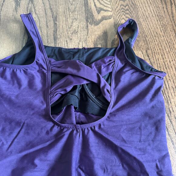 Lands End Womens Purple One Piece Underwire Slimming Swim Suit Size 14 DDD - Picture 4 of 9
